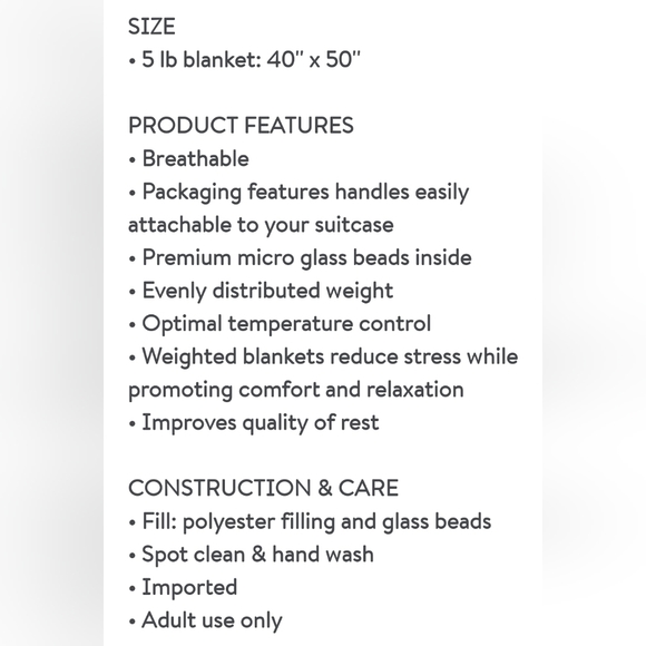 (WEIGHTED) Bon Voyage 5 lb grey travel weighted throw 40" X 50" - Picture 5 of 5